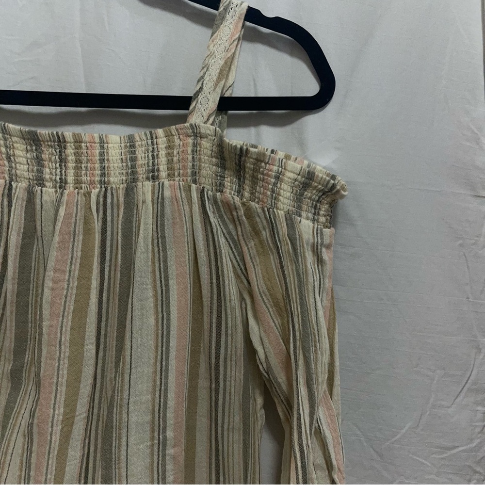 LC Lauren Conrad Striped Blouse - Cream, Pink, Tan